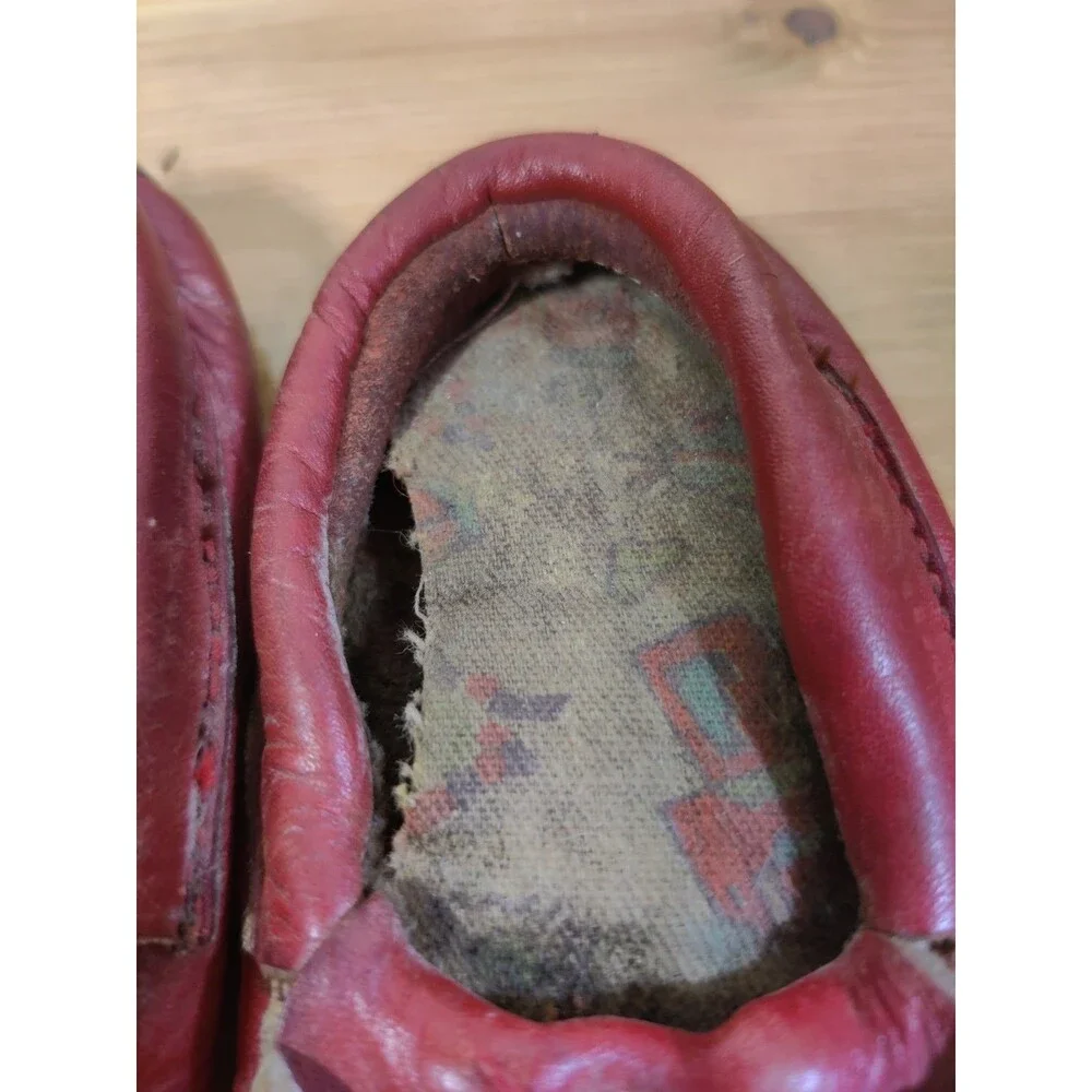 Vintage NATIVE AMERICAN Red CHILD'S Beaded MOCCASINS For Display Only READ